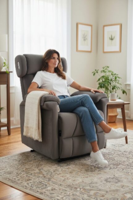 Zaranni antrasit liftli motorlu hasta koltuğu ön görünüm ürün görseli